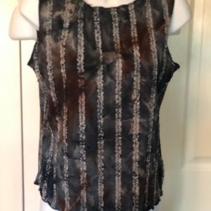 Laura G Tie-dye denim colors with tiny ruffle tank